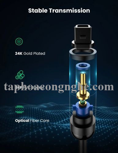 Ugreen 70893 3M cáp quang Toslink Optical đầu mạ vàng 24k âm thanh 7.1 màu đen AV122 30070893